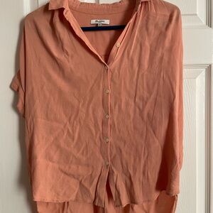 Madewell Coral Button-Up Blouse